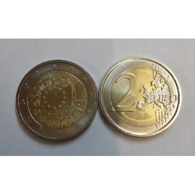 Монета 2 евро 2015 г. Португалия. "30 лет флагу ЕС"